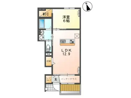 一宮町アパート(1LDK/1階)の間取り写真