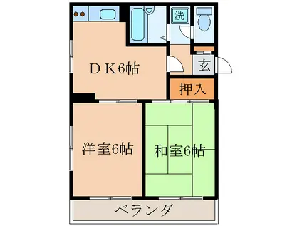 メゾンファミィユ北小岩(2DK/2階)の間取り写真