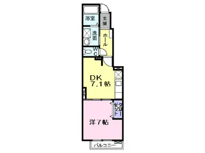 シーカンII(1DK/1階)の間取り写真