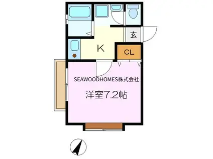 エスポワールササキ(1K/1階)の間取り写真