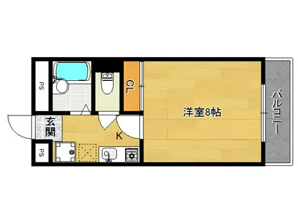 フラットKSR(1K/2階)の間取り写真