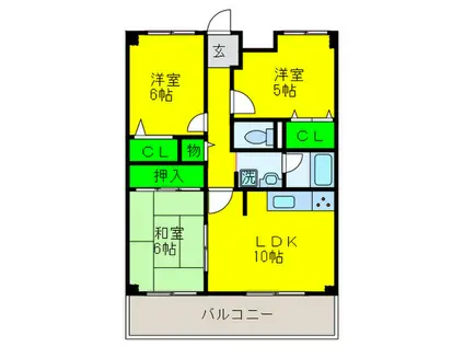 ナガハラレジデンス(3LDK/6階)の間取り写真