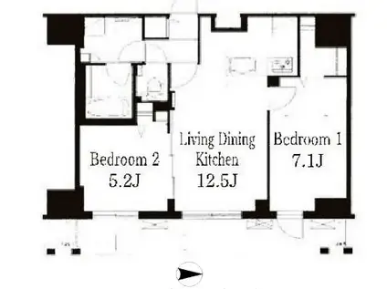 フレンシア菊川(2LDK/10階)の間取り写真