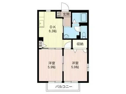 クレストコート(2DK/2階)の間取り写真
