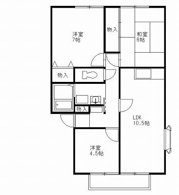 メゾンド・ユリB(3LDK/2階)の間取り写真