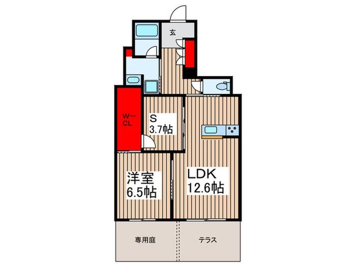 ウェルビー(1SLDK/1階)の間取り写真