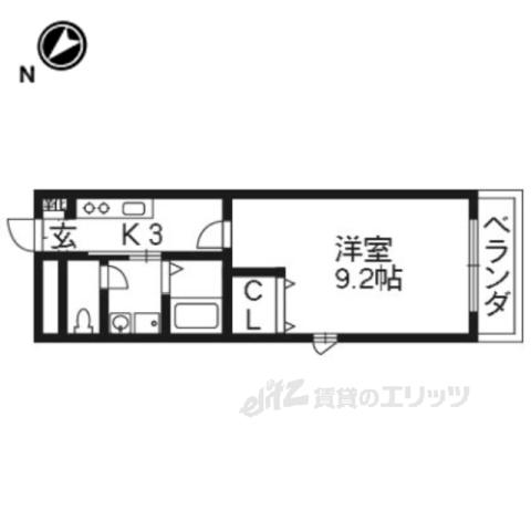 アムール西京極(1K/1階)の間取り写真