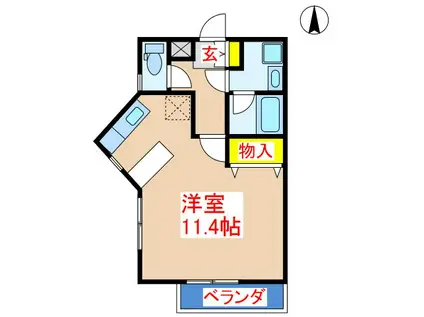 ベルビューKKR(ワンルーム/2階)の間取り写真