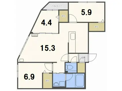 ビッグレジデンス旭ヶ丘(3LDK/3階)の間取り写真