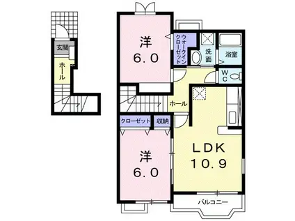 BREEZE明磧(2LDK/2階)の間取り写真