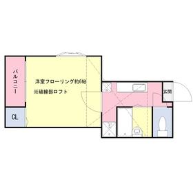 ヒルトップコート北馬込(1K/2階)の間取り写真
