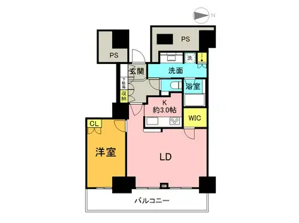 ザ・熊本タワー(1LDK/3階)の間取り写真