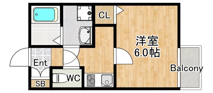 リビエールハナテン(1K/2階)の間取り写真