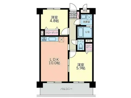 サングレイス(2LDK/4階)の間取り写真