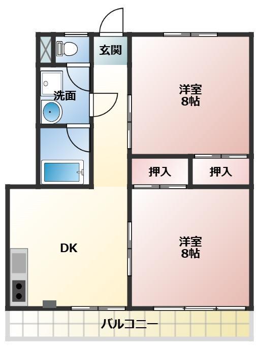 山本ビル(2DK/4階)の間取り写真