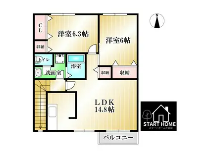 ウィルレジデンスVI(2LDK/2階)の間取り写真