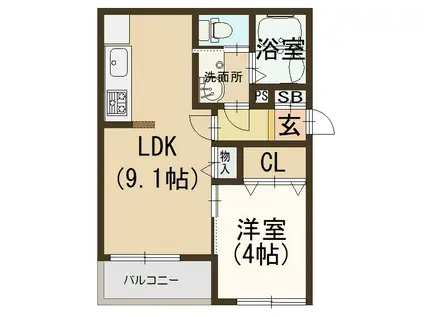ヴィエント中小阪(1LDK/3階)の間取り写真