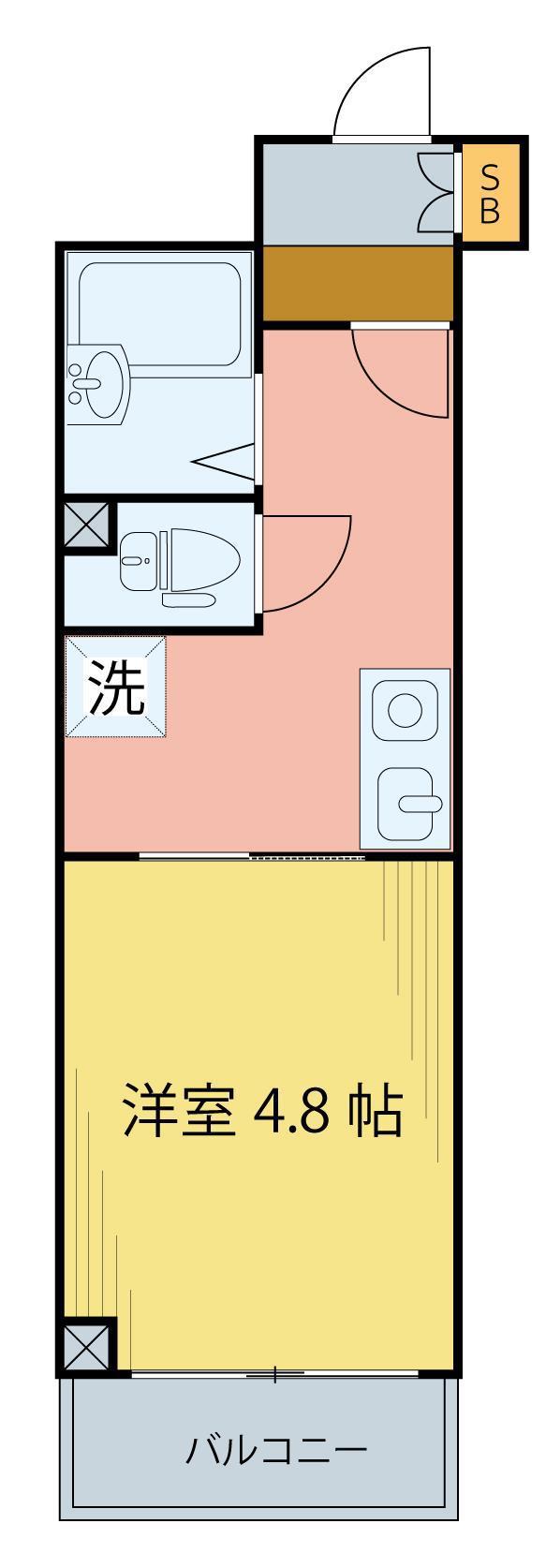 プラウディア宮城野(1K/4階)の間取り写真