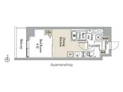 グランカーサ住吉III(1DK/5階)の間取り写真