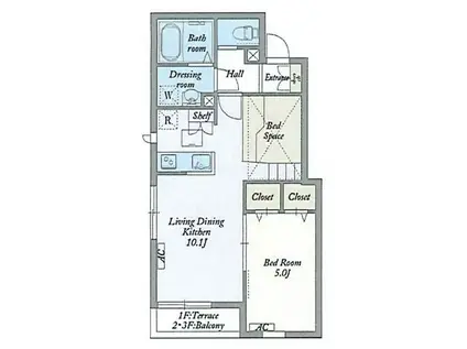 MY STYLE VINTAGE 町屋(1SLDK/1階)の間取り写真