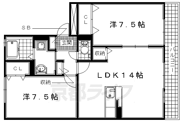 ベローチェ梅美台(2LDK/2階)の間取り写真