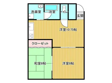 森谷マンション(2LDK/3階)の間取り写真