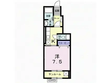 ホルティ エンジェル(1K/1階)の間取り写真