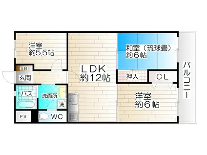 白川コーポ(3LDK/4階)の間取り写真