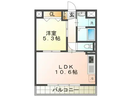 塔世西裏MSビル(1LDK/5階)の間取り写真