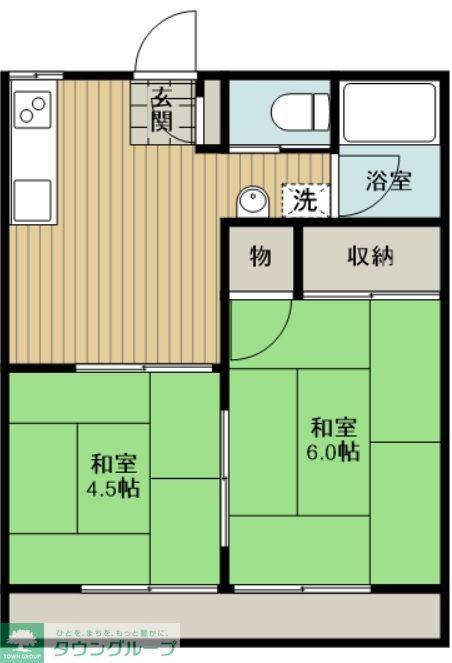 ベルメゾン若狭(2DK/1階)の間取り写真