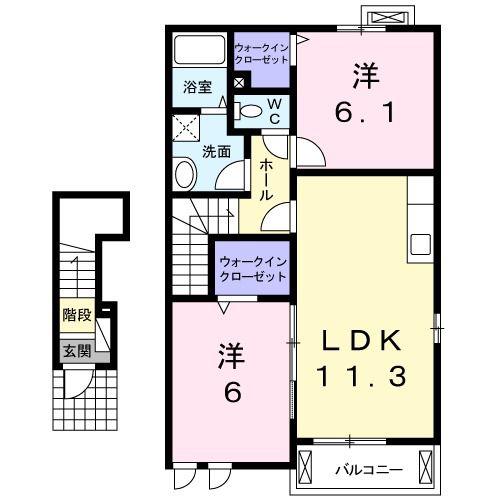 モルゲン ロートI(2LDK/2階)の間取り写真