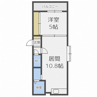 クリスタル北24条(1LDK/4階)の間取り写真