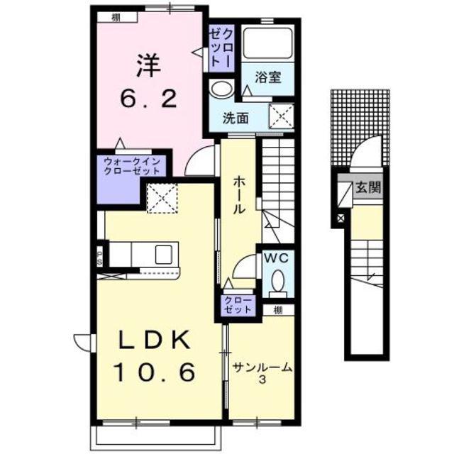 エスペランサVI(1LDK/2階)の間取り写真