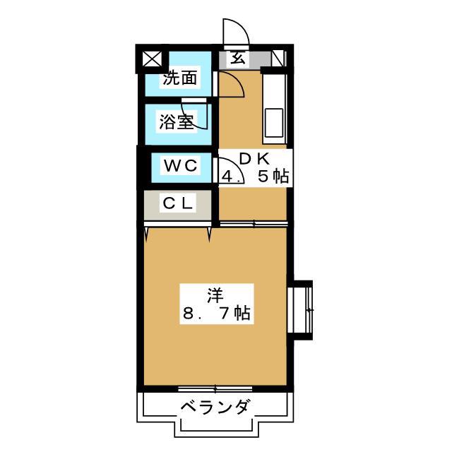 コスモス(1DK/1階)の間取り写真
