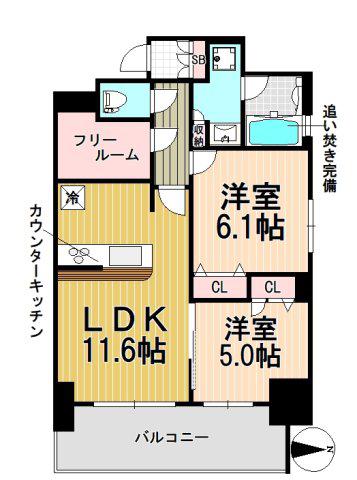 プレサンスロジェ丸の内(2LDK/7階)の間取り写真