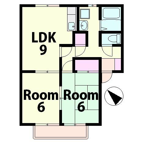 ピュール(2LDK/1階)の間取り写真