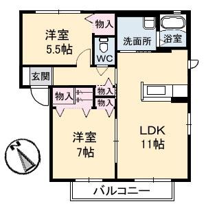CHOW HOUSE(2LDK/1階)の間取り写真
