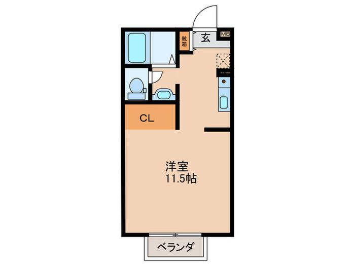 セジュールアミ(ワンルーム/1階)の間取り写真