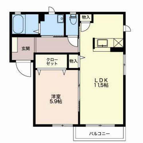 クレベール古田刈(1LDK/1階)の間取り写真
