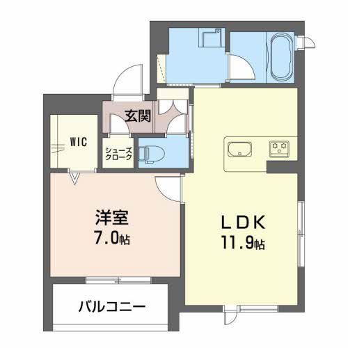 モントレゾール(1LDK/3階)の間取り写真