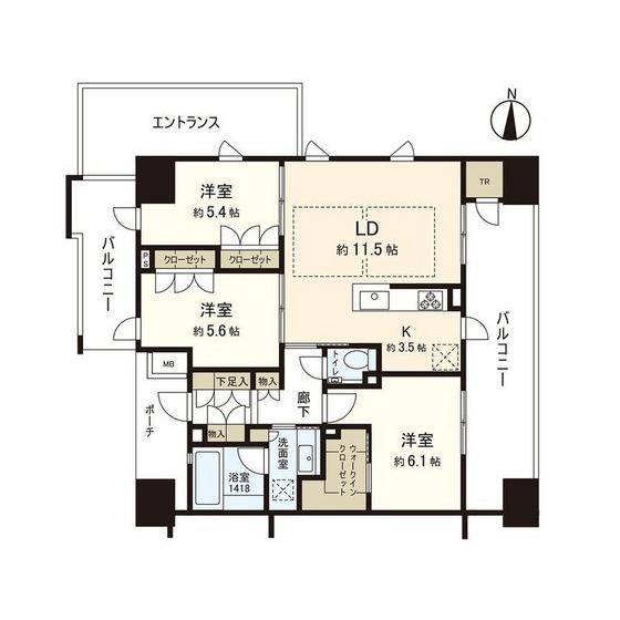 プラウド仙台錦町(3LDK/6階)の間取り写真