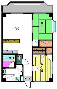 エスパスハマノ(2LDK/5階)の間取り写真