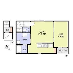スールソレイユうずら野(1LDK/2階)の間取り写真