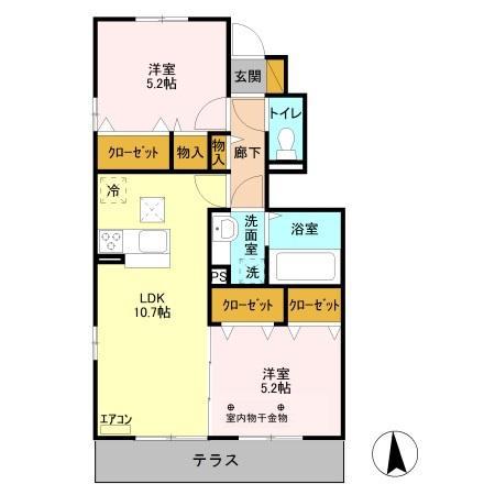 セントラル(2LDK/1階)の間取り写真