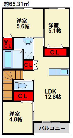 A・DREAM(3LDK/2階)の間取り写真