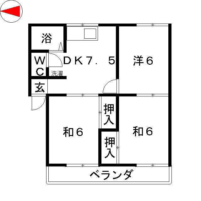 クリスタル浦和(3DK/1階)の間取り写真
