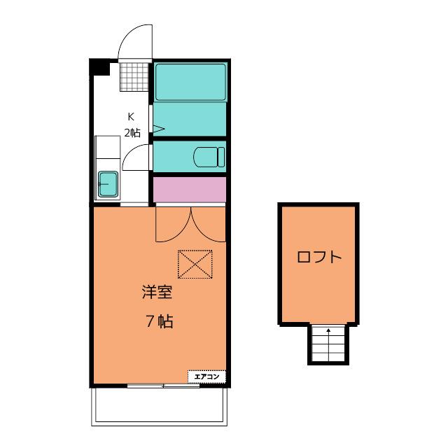 マンションジョワ(1K/2階)の間取り写真