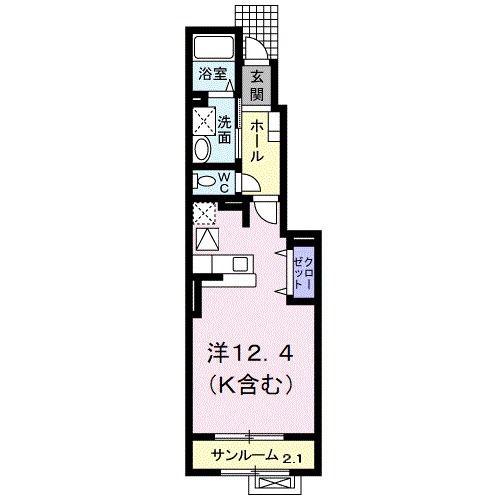 アベンチィーノ I(ワンルーム/1階)の間取り写真