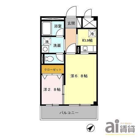 サンライトヒルズ(2K/2階)の間取り写真