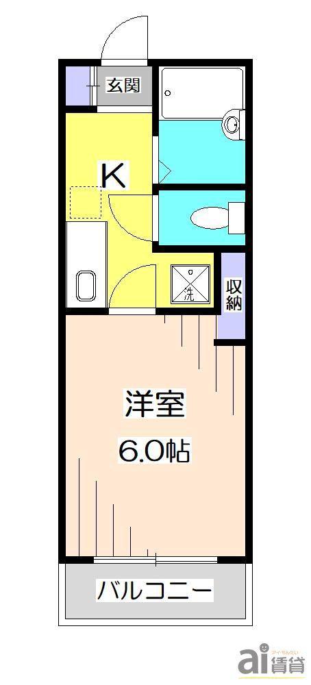 ケイアイプラザA棟(1K/1階)の間取り写真
